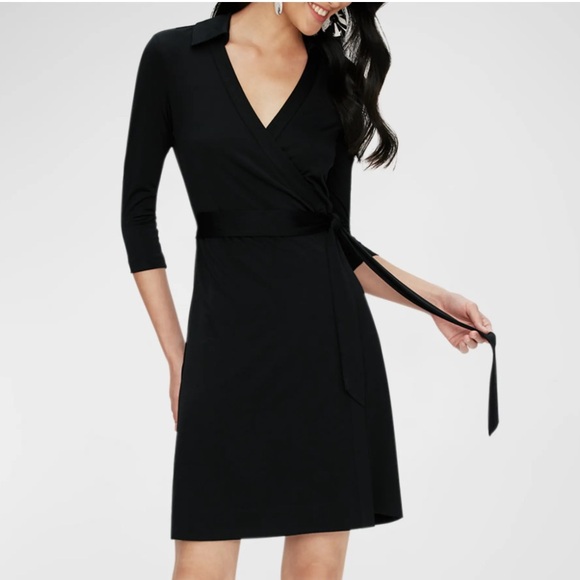 Jeanne Wrap Dress in Black, size 2 - Picture 1 of 16